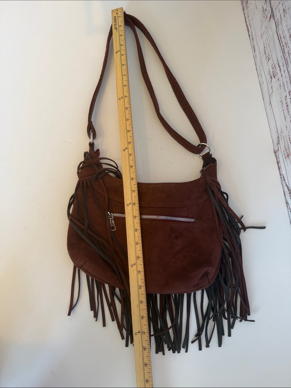 BOHEMIAN BOHO WESTERN FRNGE FAUX SUEDE ADJUSTABLE STRAP CROSSBODY BAG PURSE - Picture 8 of 8